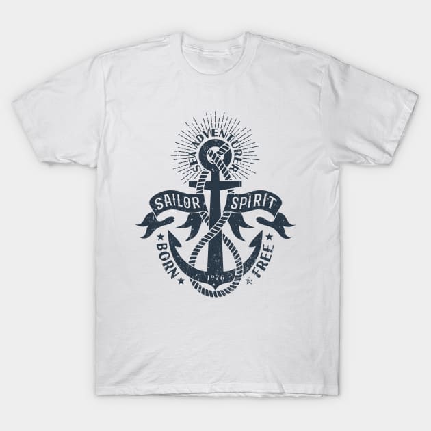 Marine logo, with anchor and heraldic ribbons T-Shirt by Agor2012